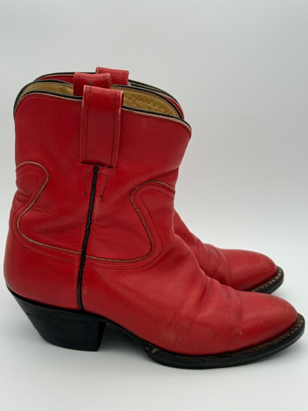 Laramie Vintage Handmade Red Leather Western Cowboy Boots Size 6